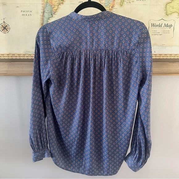 H&M Lightweight Long-Sleeve Diamond Print Blouse Womens 2/XS - Picture 2 of 6